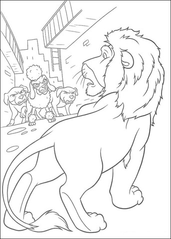 Samson And Three Dogs  Coloring Page